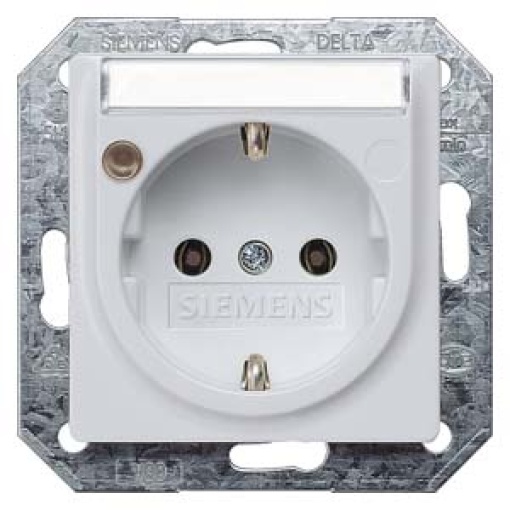 DELTA i-system socket outlet with labeling field and status indicator, alumin...