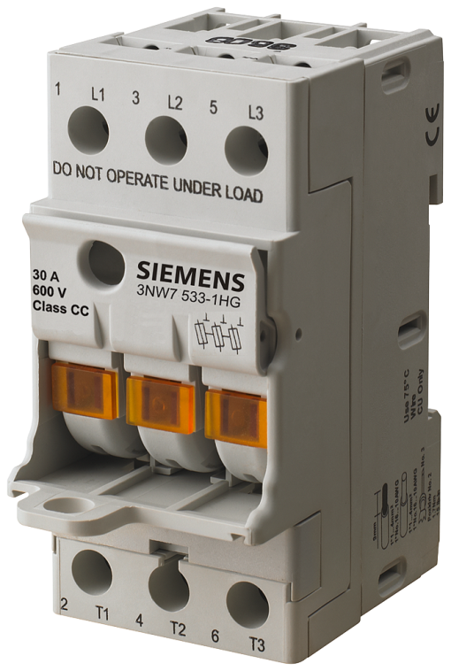 SENTRON, cylindrical fuse holder, 10 x 38 mm, 3-pole, In 32A, Un AC 690 V