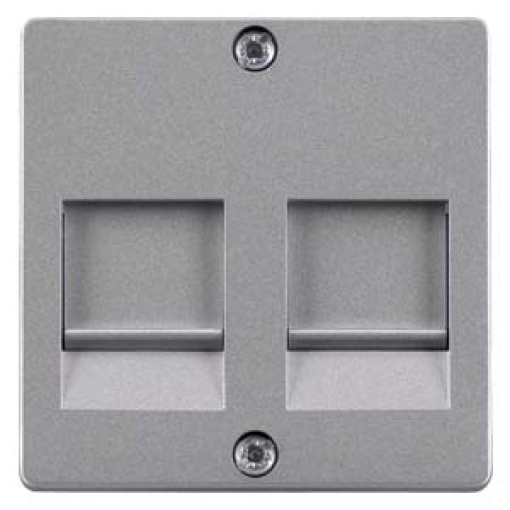 DELTA i-system cover plate for modular jack support plate, aluminum metallic