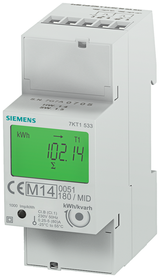 E counter with LC display, 1-phase, 80 A, 1x S0, 1 tariff, direct connection