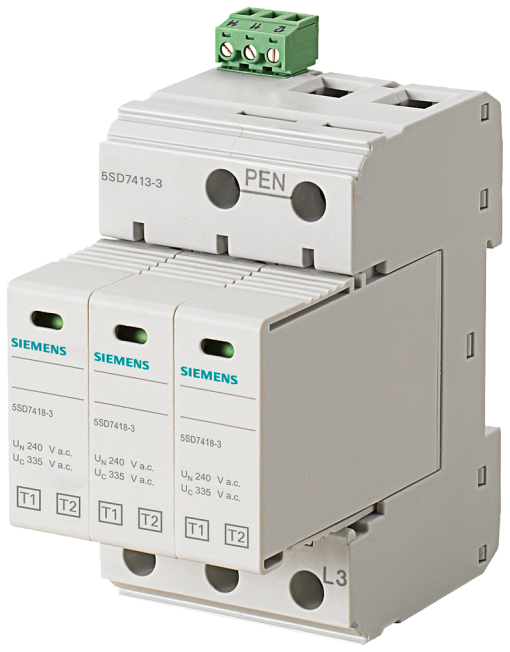 Lightning arrester type 1type 2, UN 240400 V, UC 335 V A.C., protective mod...