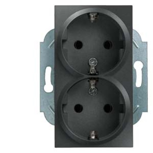 DELTA miro SCHUKO double socket outlet insert with incr. touch protection, ca...