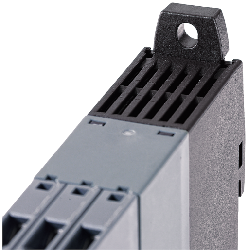 Push-in lugs for wall mounting of devices in industrial DIN rail enclosure