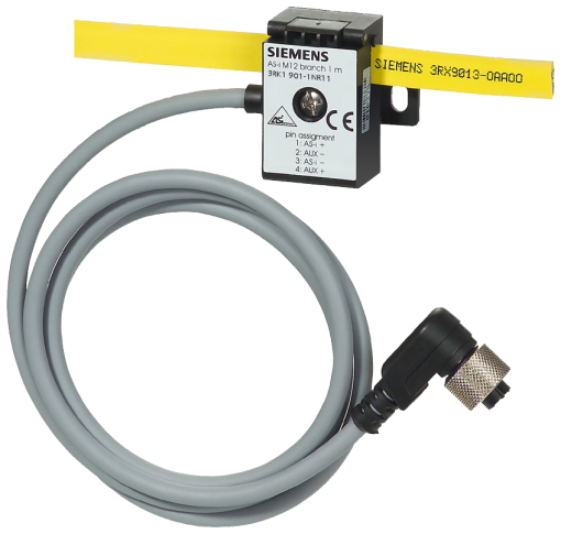 AS-i M12 branch AS-i without U-AUX, 1 m cable with M12 angle plug IP 676869K