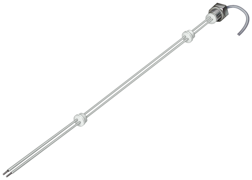 2-pole wire electrode, for level monitoring, 500 mm, Teflon insulation