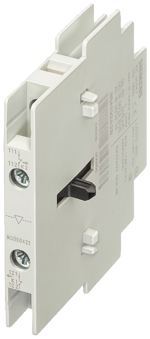 For reversing starter, attachable on the side with one auxiliary contact each...