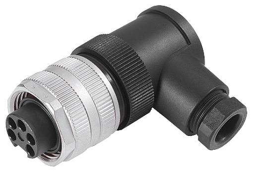 Socket, 78" for 24V, screw terminal, angled, 5-pole, 1.5 mm2, max. 9A, IP67