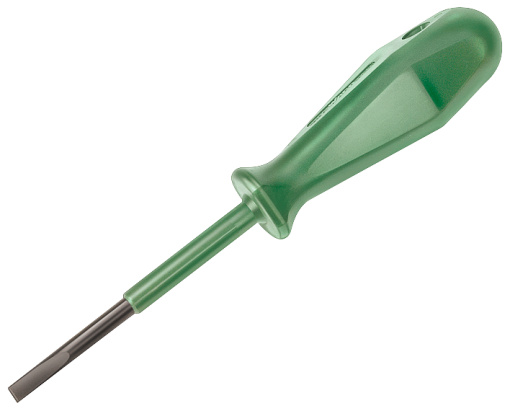 Screwdriver, long, green, with screwdriver blade 3.5x0.5