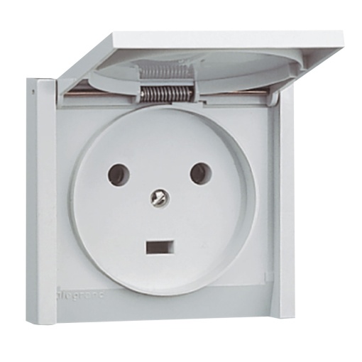 Plexo monobloco encastrar - Tomada 2PT - 20 A - 230 V, Cinzento