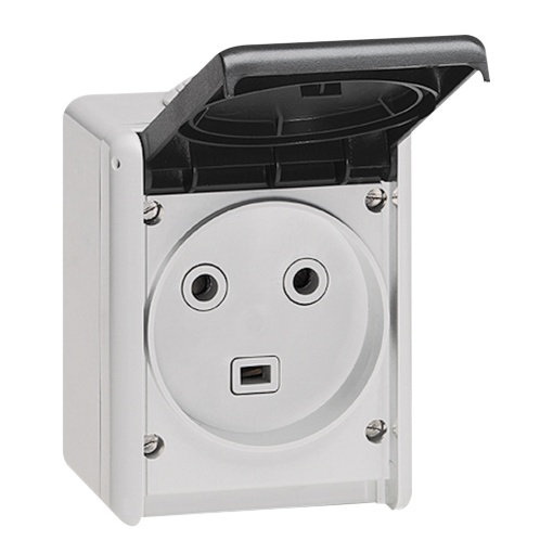 Plexo monobloco saliente - Tomada 2PT - 32 A - 230 V IP 44, Cinzento