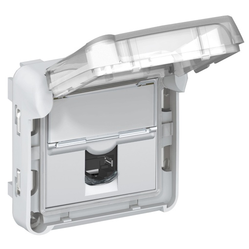 Plexo- Tomada RJ 45 cat. 6 - IP 55 - IK 07 - Cinzentotomada UTP branca