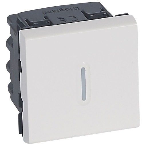 Mosaic - Comutador de escada com visor LED - 20AX - 250V - 2 módulos - branco