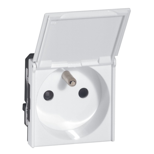 Mosaic - Tomada 2PT com tampa - standard Francês - branco antimicrobial
