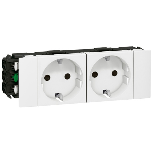 Mosaic - Tomada 2 x 2PT Schuko - ligadores automáticos - 4 módulos