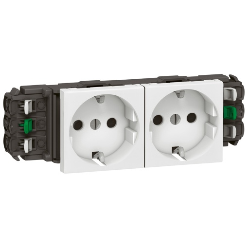 Mosaic - Tomada 2x2PT Schuko - 16A - 230 - ligadores automáticos - branco