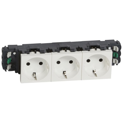 Mosaic - Tomada 3x2PT Schuko - 16A - 230 - ligadores automáticos - branco