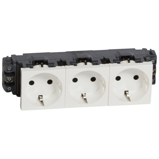 Mosaic - Tomada 3x2PT Schuko - 16A - 230 - ligadores de parafusos - branco