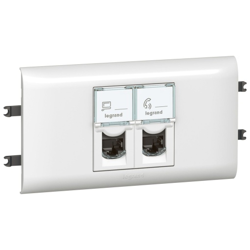 Tomadas Mosaic DLP -2 x RJ 45 Cat. 6 UTP - 2 módulos - com tampa 65 mm