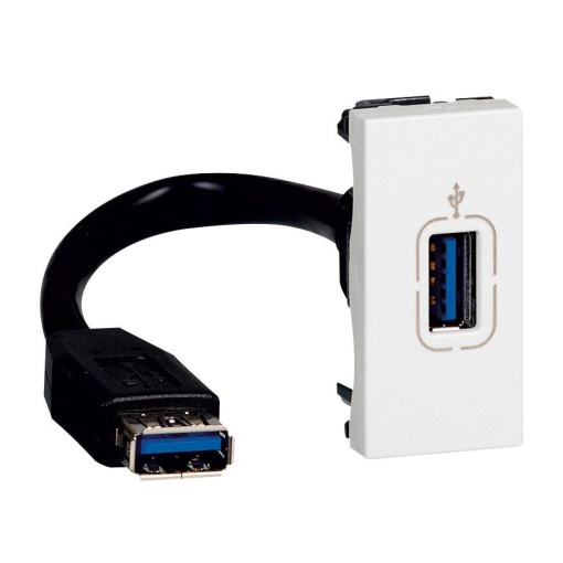 Mosaic - Tomada pré-conectorizada USB Tipo-A 3.0 - para dados - 1 mód. -Branco