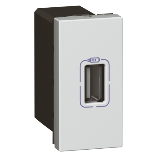 Mosaic - Tomada carregadora 1 USB Tipo-A - 230V - 1 mód.- alumínio