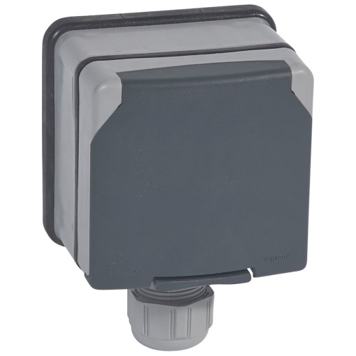 Plexo 66 - Tomada 3PT - 20 A - 400 V - Monobloco - Saliente - Cinzento