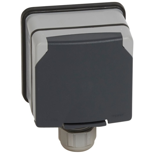 Plexo 66 - Tomada 3PNT - 20 A - 400 V - Monobloco - Saliente - Cinzento