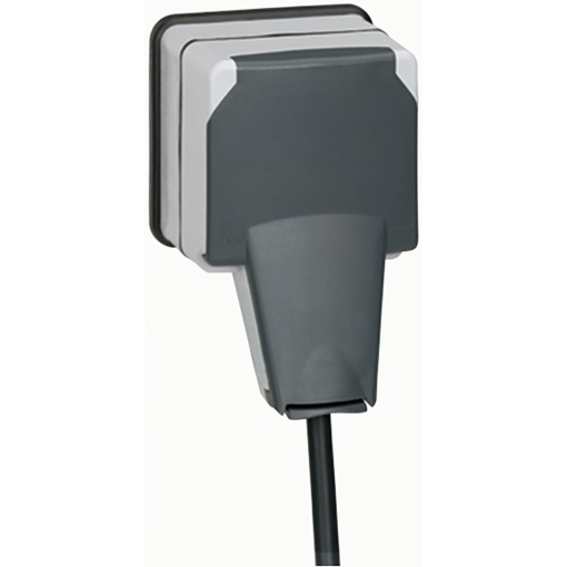 Plexo 66 - Tomada 2PT ctampa França - IP66 com ficha - Monobloco - Cinzento