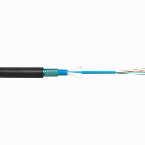 Cabos fibra ótica monomodo OS 2 9125 µm exterior fita aço ondulada 6 fibras
