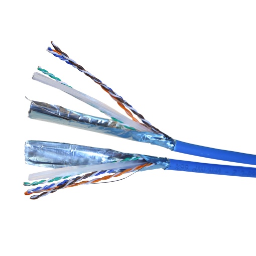 Cabo para rede de área local cat. 6 LSZH - FUTP - 2 x 4 pares - azul comp.500m