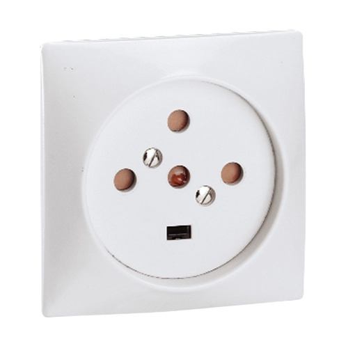 Base de corrente para encastrar 20A 3PNT. Branco