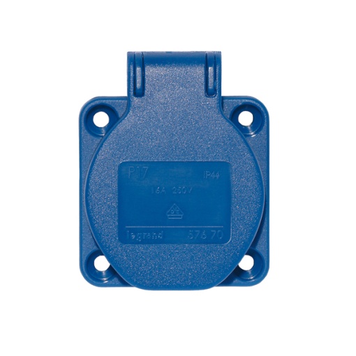 Tomadas de painel entre-eixo reduzido 50 x 50 mm tipo "Schuko"-16A - IP 54- Azul