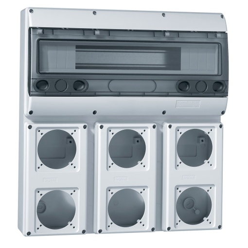 Quadro com placa de montagem para 6 tomadas P17 - 16A e 18 mód. p calha DIN