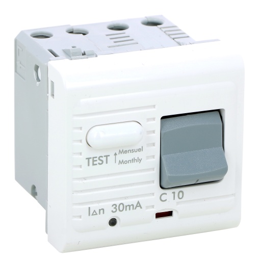 Mosaic - Disjuntor diferencial - 10A - 30mA corrente nominal - 2 mód. - branco
