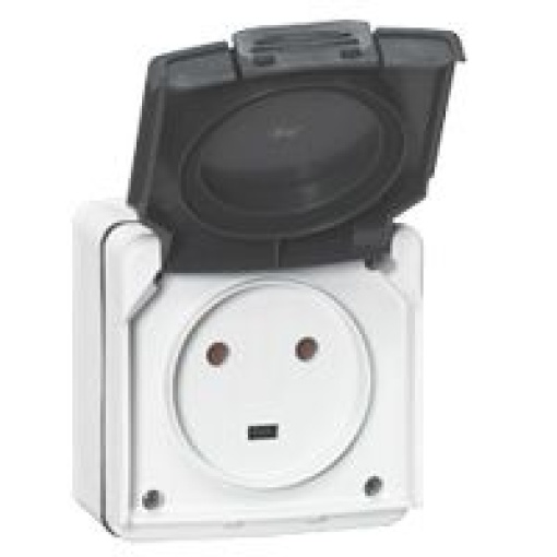 Plexo IP 55 monobloco saliente - Tomada 2PT - 20 A - 230 V, Cinzento