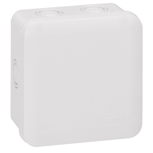 Caixa Plexo Quadrada com 7 entradas pré-cortes - 80 x 80 x 45 mm - Cinzento