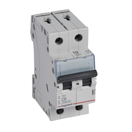 Disjuntores TX³ 6000-6kA - 2P - 230400 V - 6 A -Curva C - 2 módulos