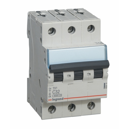 Disjuntores TX³ 6000-6kA - 3P - 400 V - 32 A -Curva C - 3 módulos