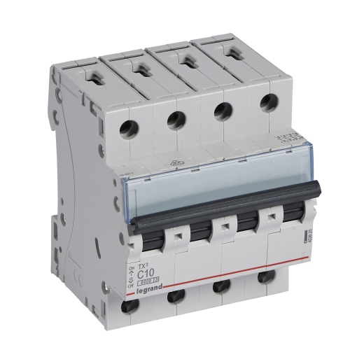 Disjuntores TX³ 6000-6kA - 4P - 400 V - 10 A -Curva C - 4 módulos