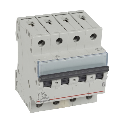 Disjuntores TX³ 6000-6kA - 4P - 400 V - 16 A -Curva C - 4 módulos