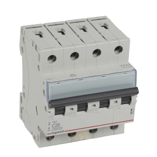 Disjuntores TX³ 6000-6kA - 4P - 400 V - 20 A -Curva C - 4 módulos