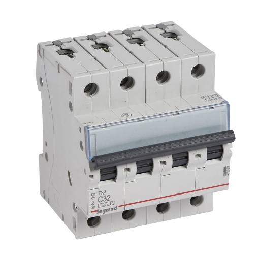 Disjuntores TX³ 6000-6kA - 4P - 400 V - 32 A -Curva C - 4 módulos