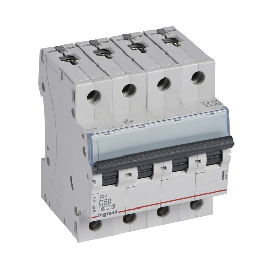 Disjuntores TX³ 6000-6kA - 4P - 400 V - 50 A -Curva C - 4 módulos