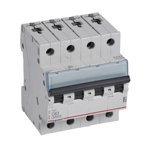 Disjuntores TX³ 6000-6kA - 4P - 400 V - 63 A -Curva C - 4 módulos