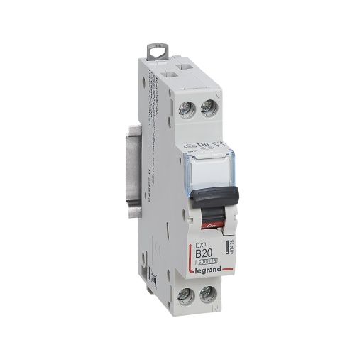 Disjuntor DX³ 6000-10 kA - 1PN - 230 V- 20 A - Curva B- Neutro a direita - 1M