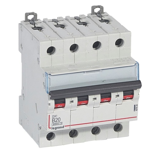 Disjuntor DX³ 6000 - 10 kA - 4P - 400 V - 20 A - Curva B - 4 mód