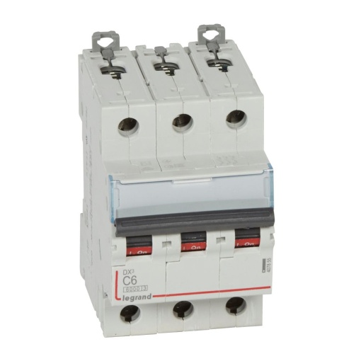 Disjuntor DX³ 6000 - 10 kA - 3P - 400V - 6 A - Curva C - 3 mód