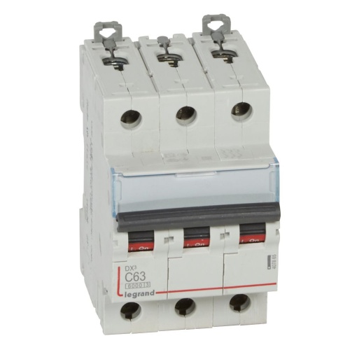 Disjuntor DX³ 6000 - 10 kA - 3P - 400V - 63 A - Curva C - 3 mód