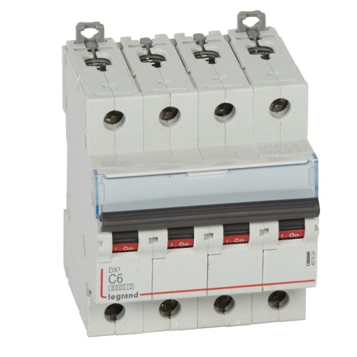 Disjuntor DX³ 6000 - 10 kA - 4P - 400V - 6 A - Curva C - 4 mód
