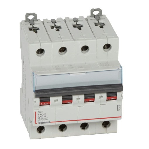 Disjuntor DX³ 6000 - 10 kA - 4P - 400V - 20 A - Curva C - 4 mód