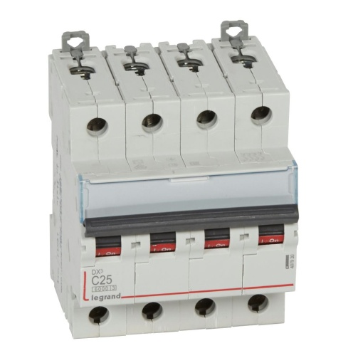 Disjuntor DX³ 6000 - 10 kA - 4P - 400V - 25 A - Curva C - 4 mód